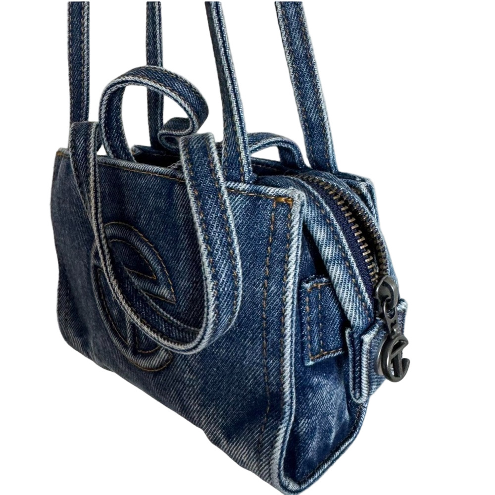 Telfar Denim Mini Shopper Bag - Blue Jean - Picture 8 of 9